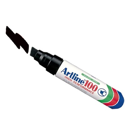 Artline 100 Ink Marker, 7.5mm - 12mm Chisel Tip, Black