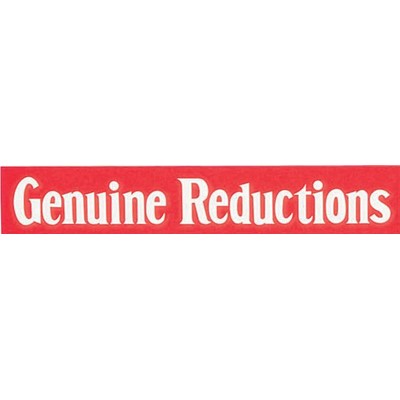 Genuine Reductions Poster, White on Red, 760mm x 130mm