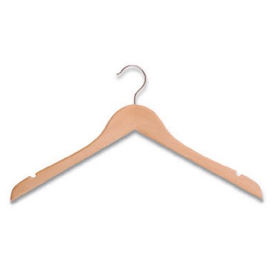Pine Wooden Hanger with Notches - Natural Finish 44cm Wide 