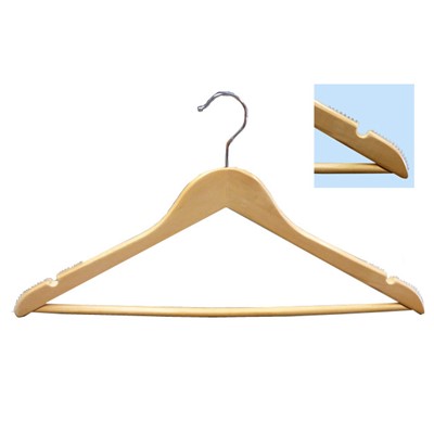 Pine Wooden Wishbone Hanger with Non-Slip Rubber Strip - Box 100 - 44.5cm Wide