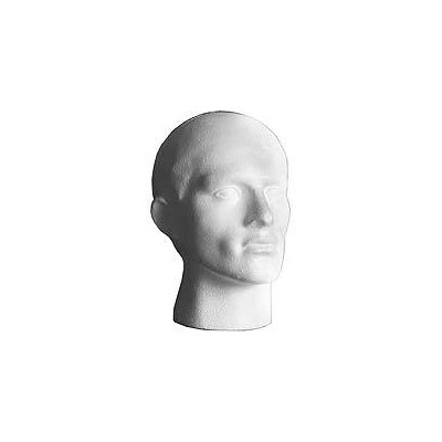 Male Display Head 270mm high. White polystyrene finish