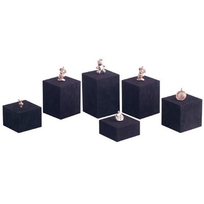 Black Suedette Square Display Pedestals - Set of 6