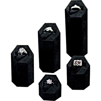 Black Suedette Ring Columns - Set of 5