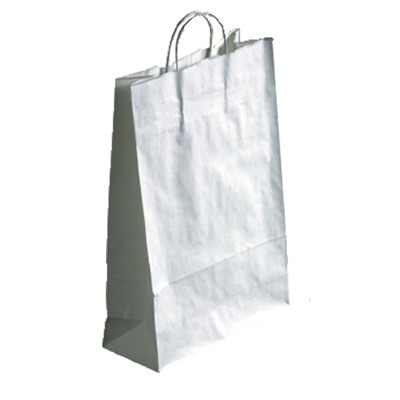 White Kraft Carrier Bags, Twist Handle, 320mm x 420mm 