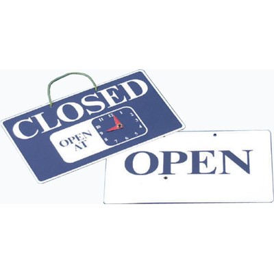 Plastic Open/Closed Sign with Clock Sign 200mm x 130mm