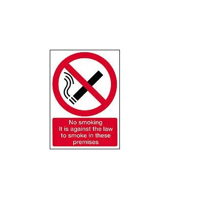 Vinyl Sign, Self Adhesive FRONT - No Smoking It Is Against The Law