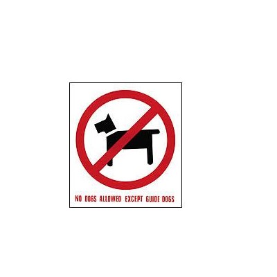 Vinyl Sign, Self Adhesive BACK - No Dogs Except Guide Dogs
