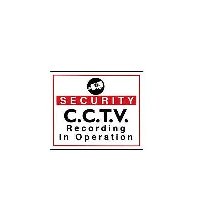 Vinyl Sign, Self Adhesive BACK - Security CCTV etc. - 190mm x 165mm