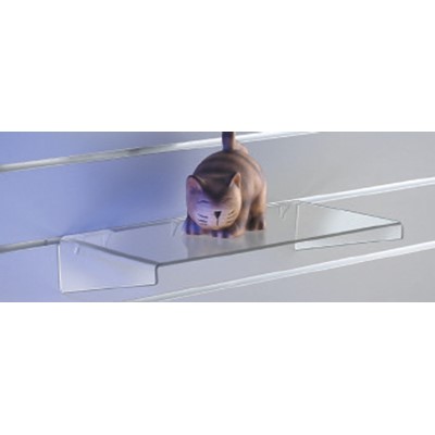 Slatwall Acrylic Shelf with Supports 300mm wide x 150mm deep